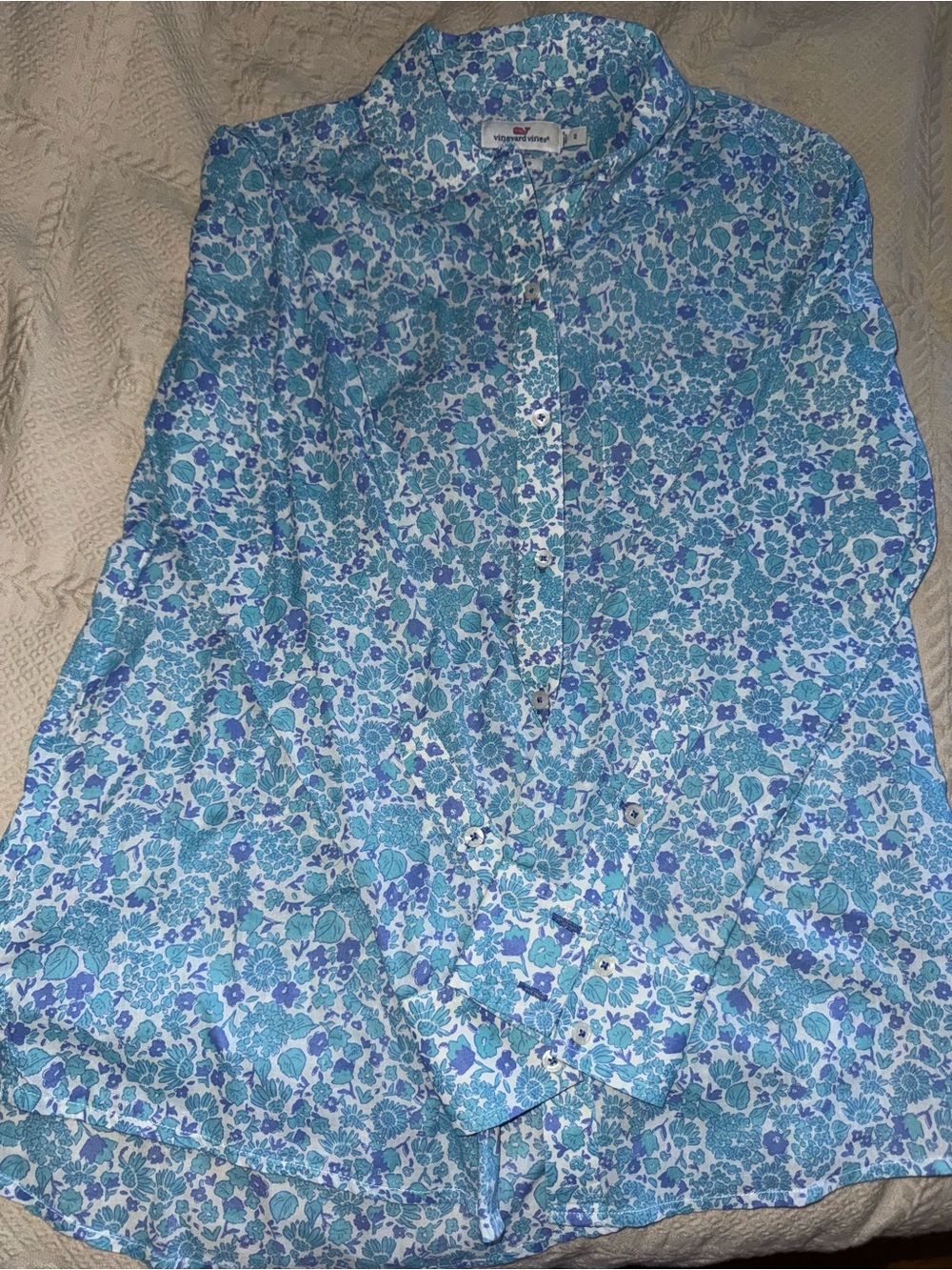 Vineyard Vines Blue & Aqua Floral Button-Up Shirt